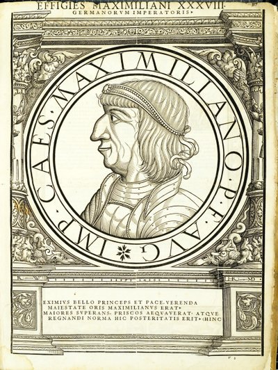Maximilianus, illustration from Imperatorum Romanorum Omnium Orientalium et Occidentalium Verissimae Imagines ex Antiquis Numismatis by Hans Rudolf Manuel Deutsch
